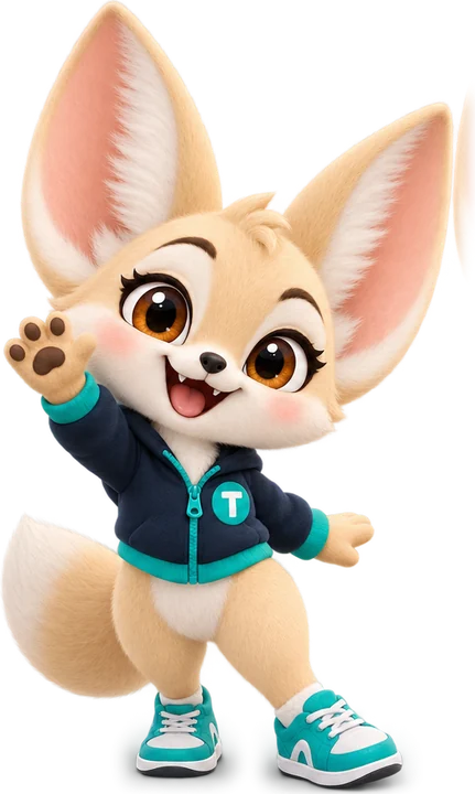 Tini the fennec fox waving